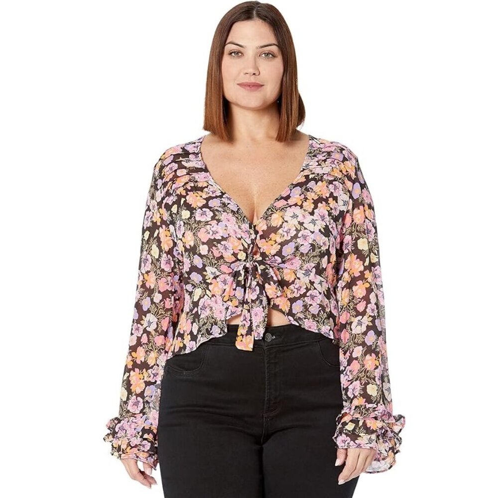 New Free People Women's Floral Summer Maybel Blouse P6229
